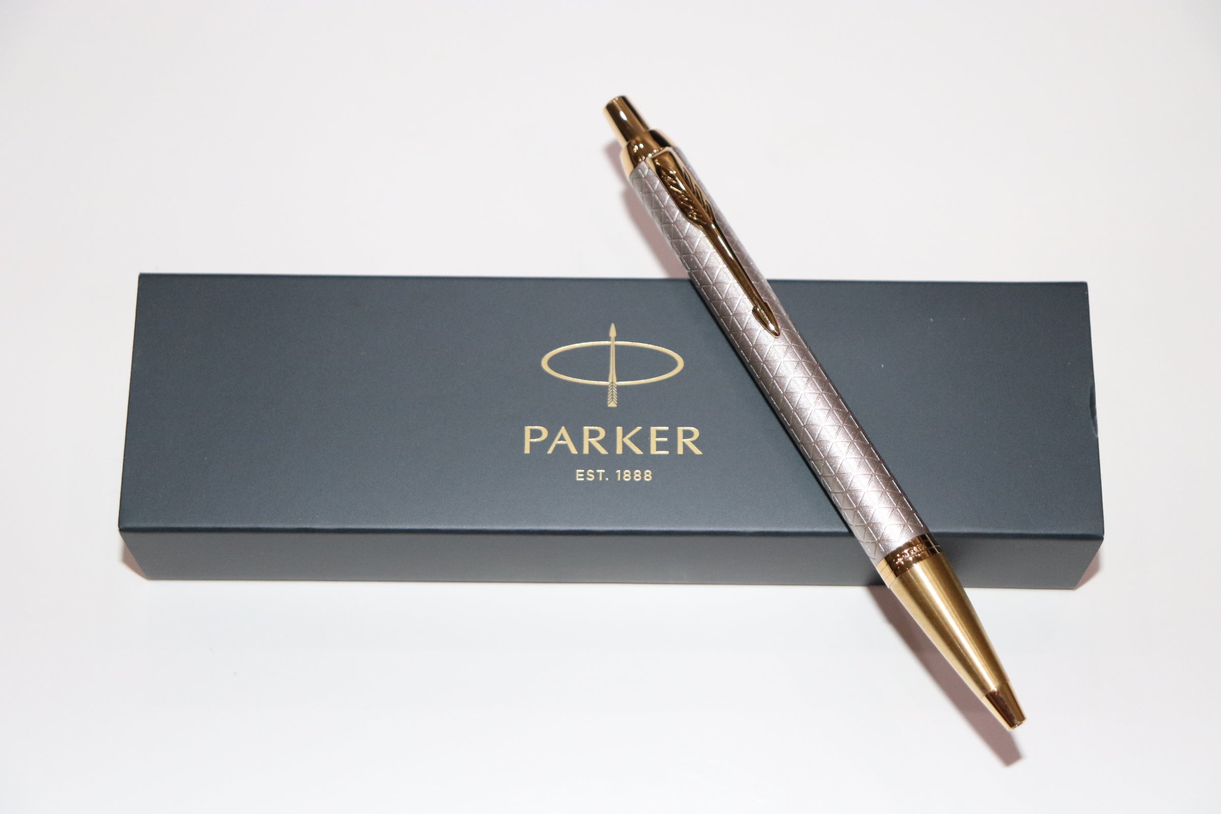 Parker IM Premium Ballpoint Pen Warm Silver with Gold Trim