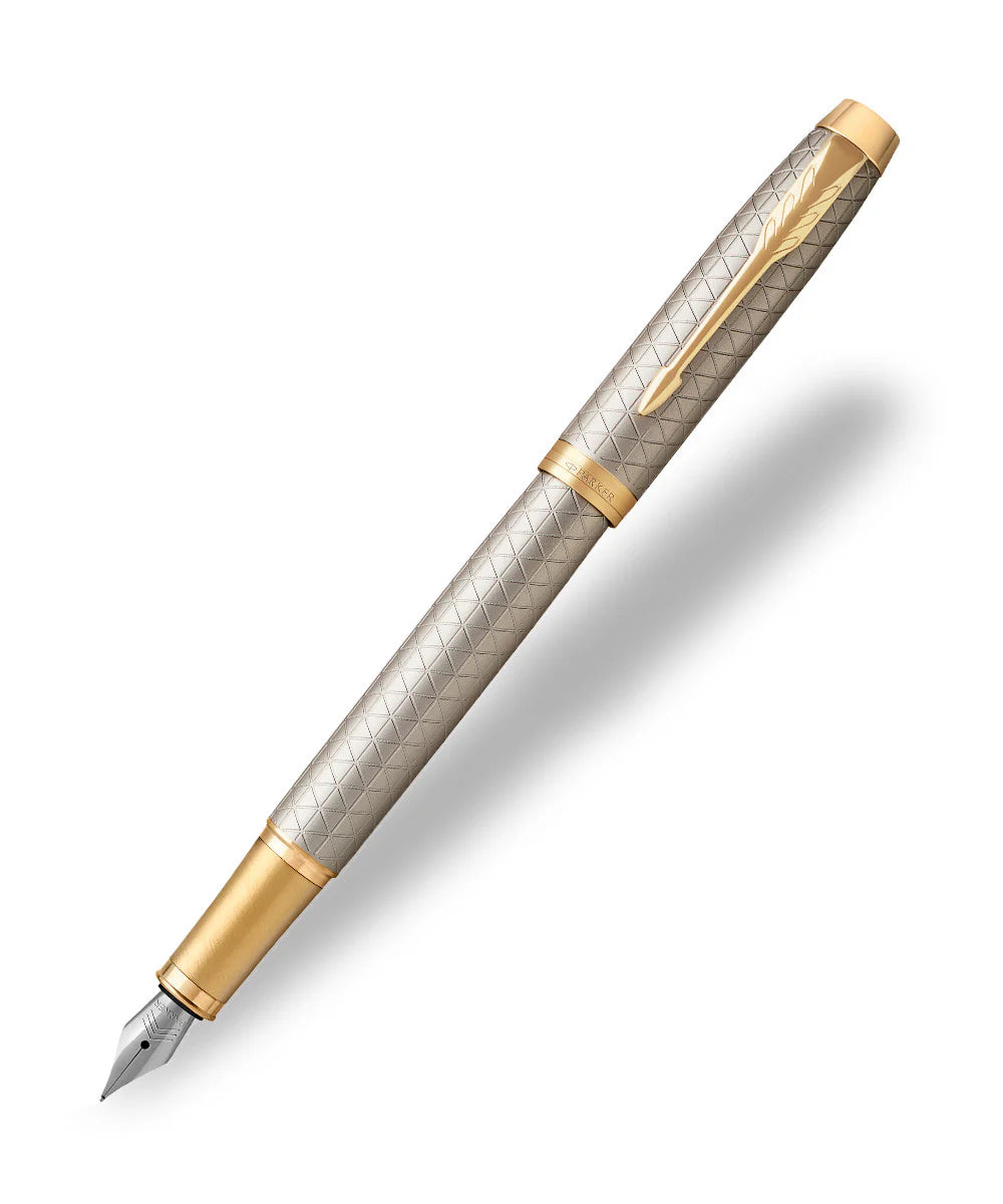 Parker IM Premium Fountain Pen Warm Silver with Gold Trim