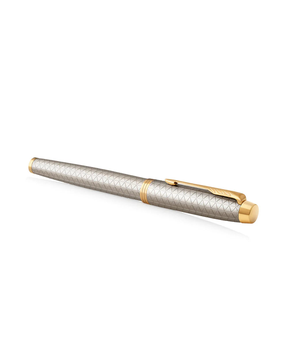 Parker IM Premium Fountain Pen Warm Silver with Gold Trim