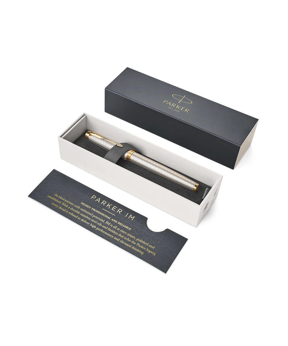 Parker IM Premium Fountain Pen Warm Silver with Gold Trim