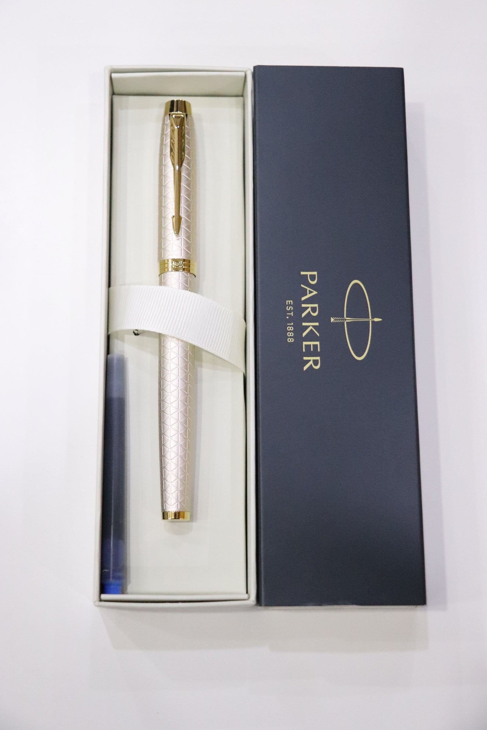 Parker IM Premium Fountain Pen Warm Silver with Gold Trim