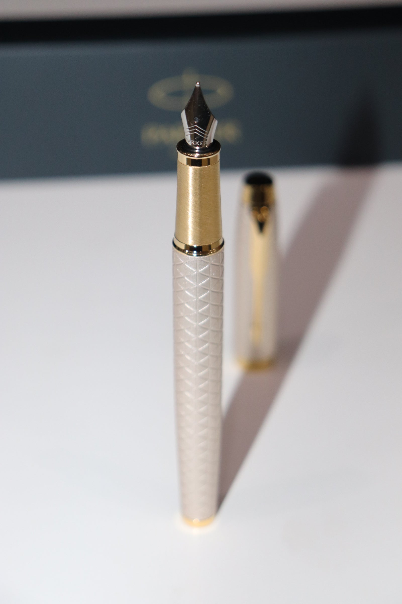 Parker IM Premium Fountain Pen Warm Silver with Gold Trim