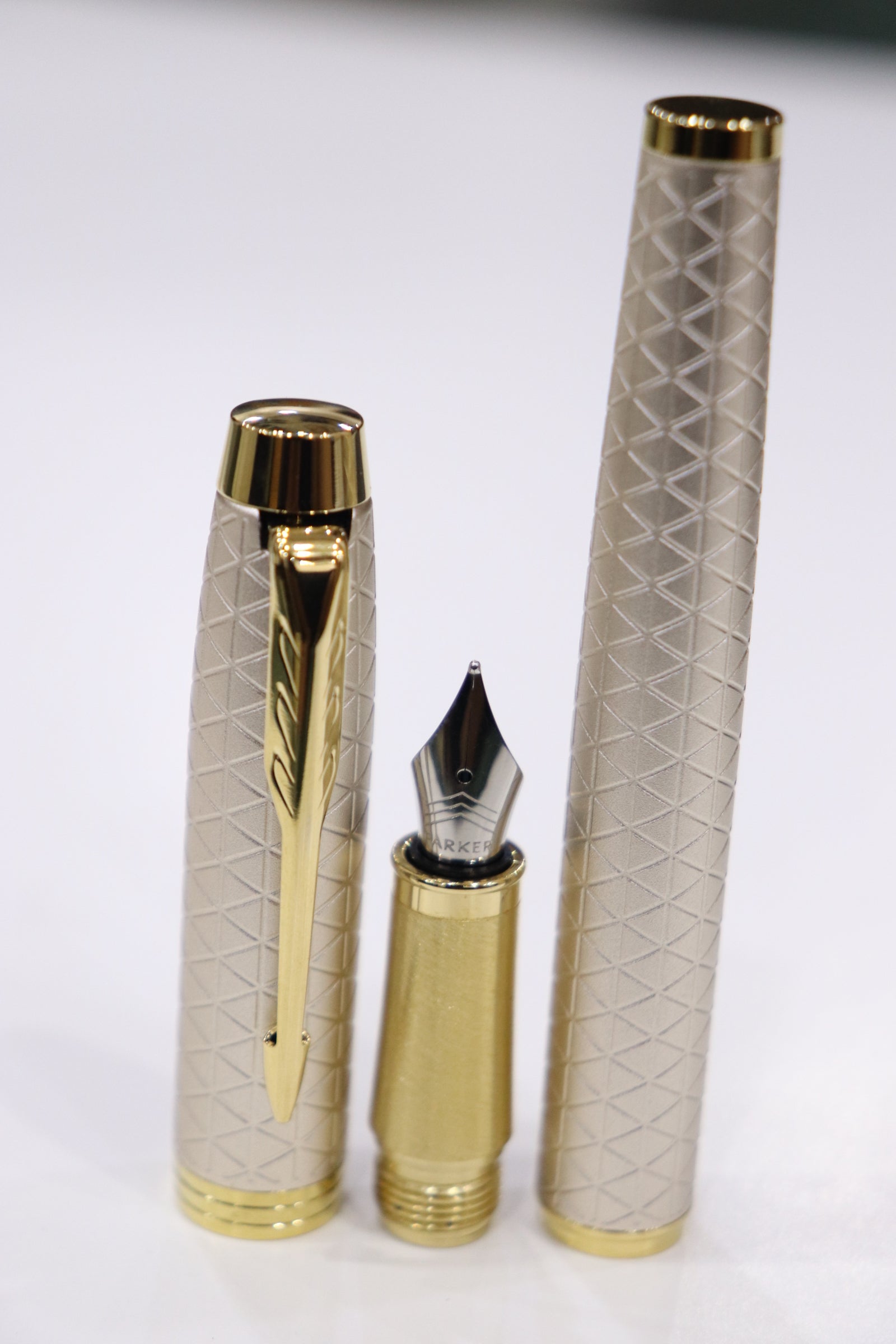 Parker IM Premium Fountain Pen Warm Silver with Gold Trim