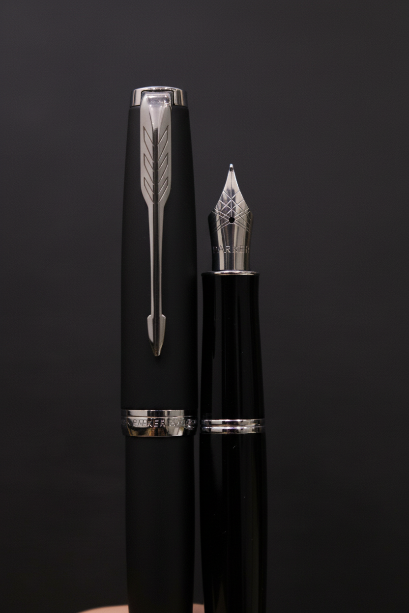 Parker Sonnet Matte Black Chrome Trim Fountain Pen