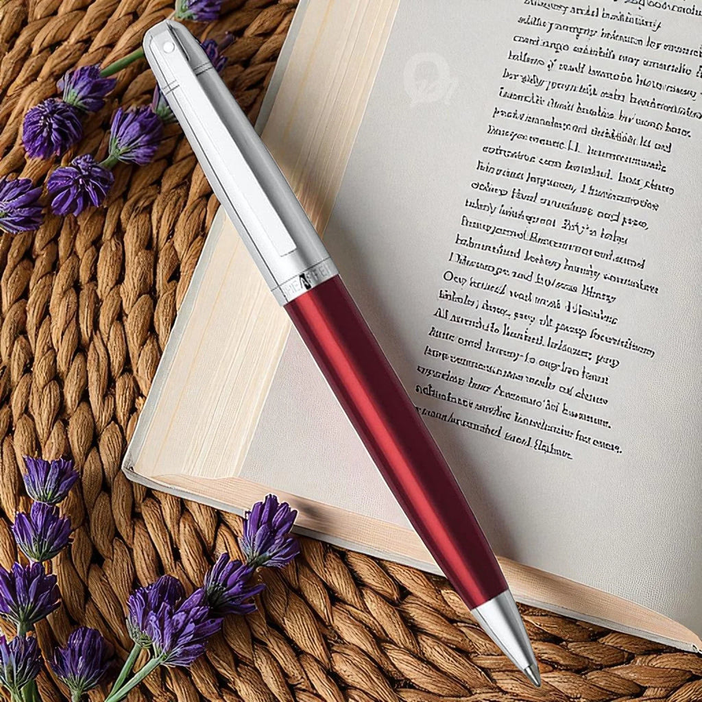 Sheaffer Gift Collection 500 – 9336 Translucent Red Barrel Bright Chrome Cap Ballpoint Pen