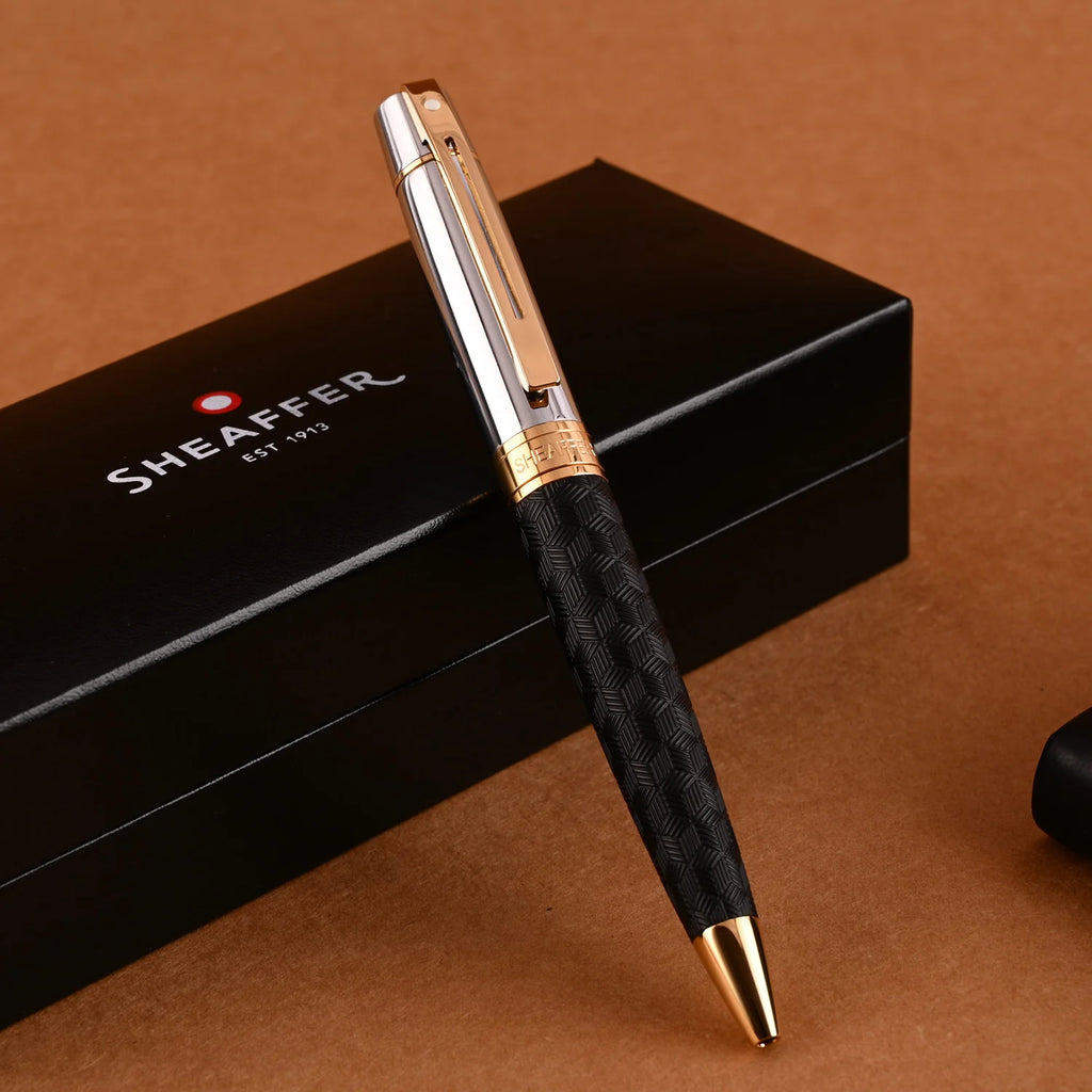 Sheaffer Gift Collection 300 – 9347 Engraved Black with Chrome Cap and Gold Trims Ballpoint Pen
