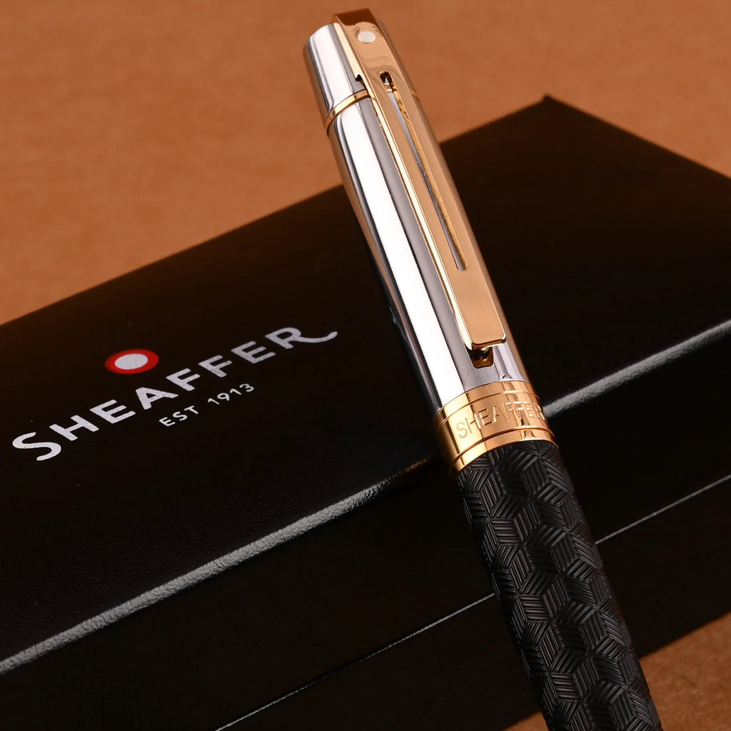 Sheaffer Gift Collection 300 – 9347 Engraved Black with Chrome Cap and Gold Trims Ballpoint Pen