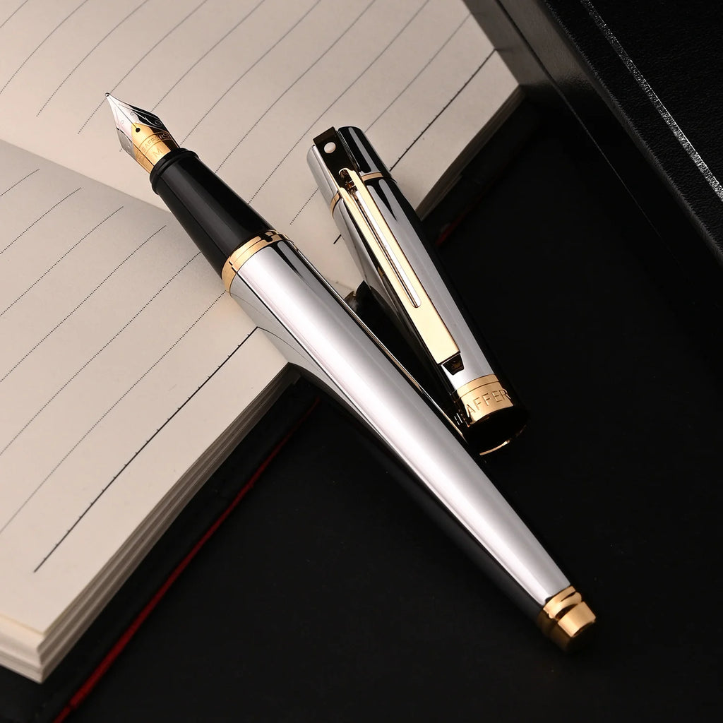 Sheaffer Gift Collection 300 – 9342 Chrome / Gold Tone Trim Fountain Pen