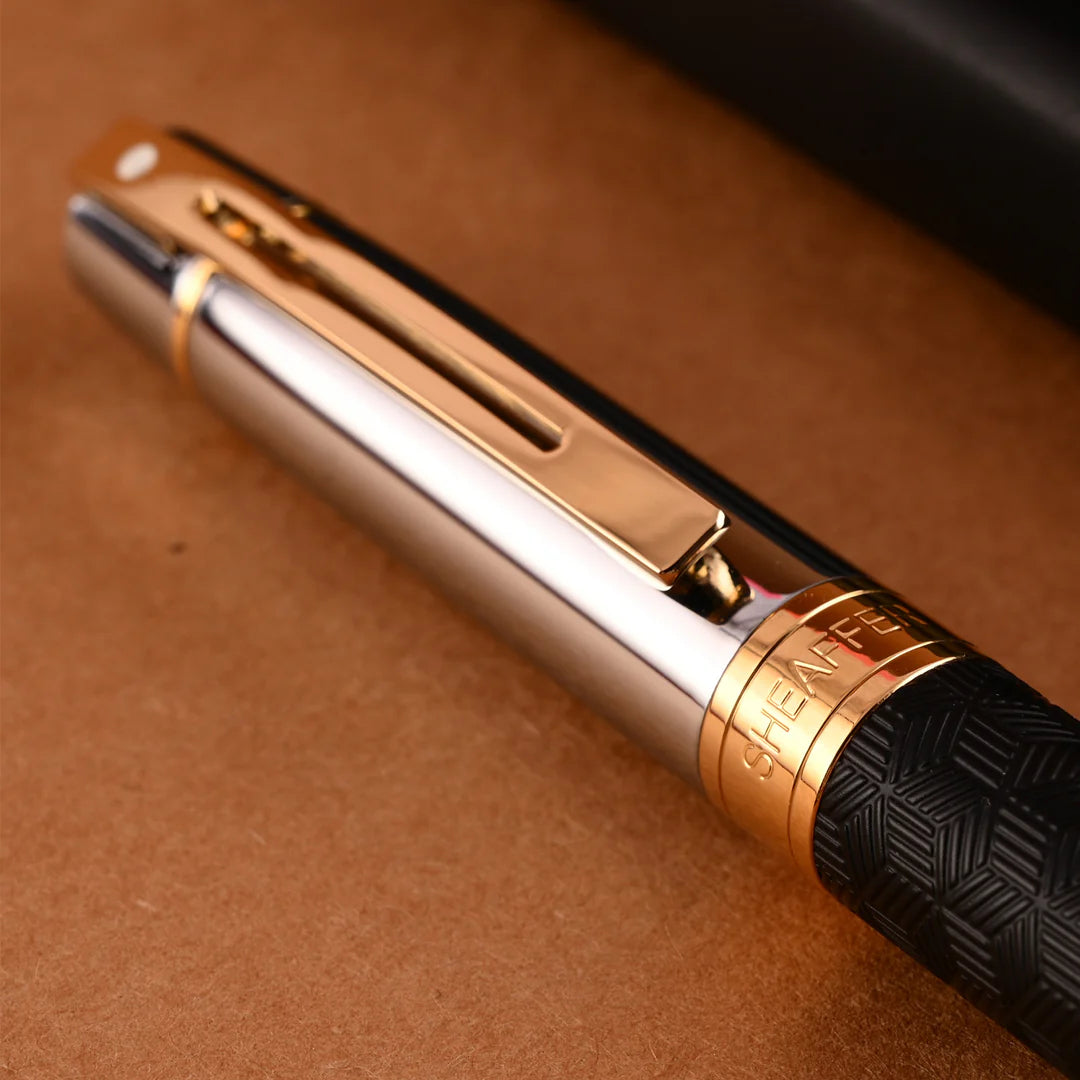 Sheaffer Gift Collection 300 – 9347 Engraved Black with Chrome Cap and Gold Trims Ballpoint Pen