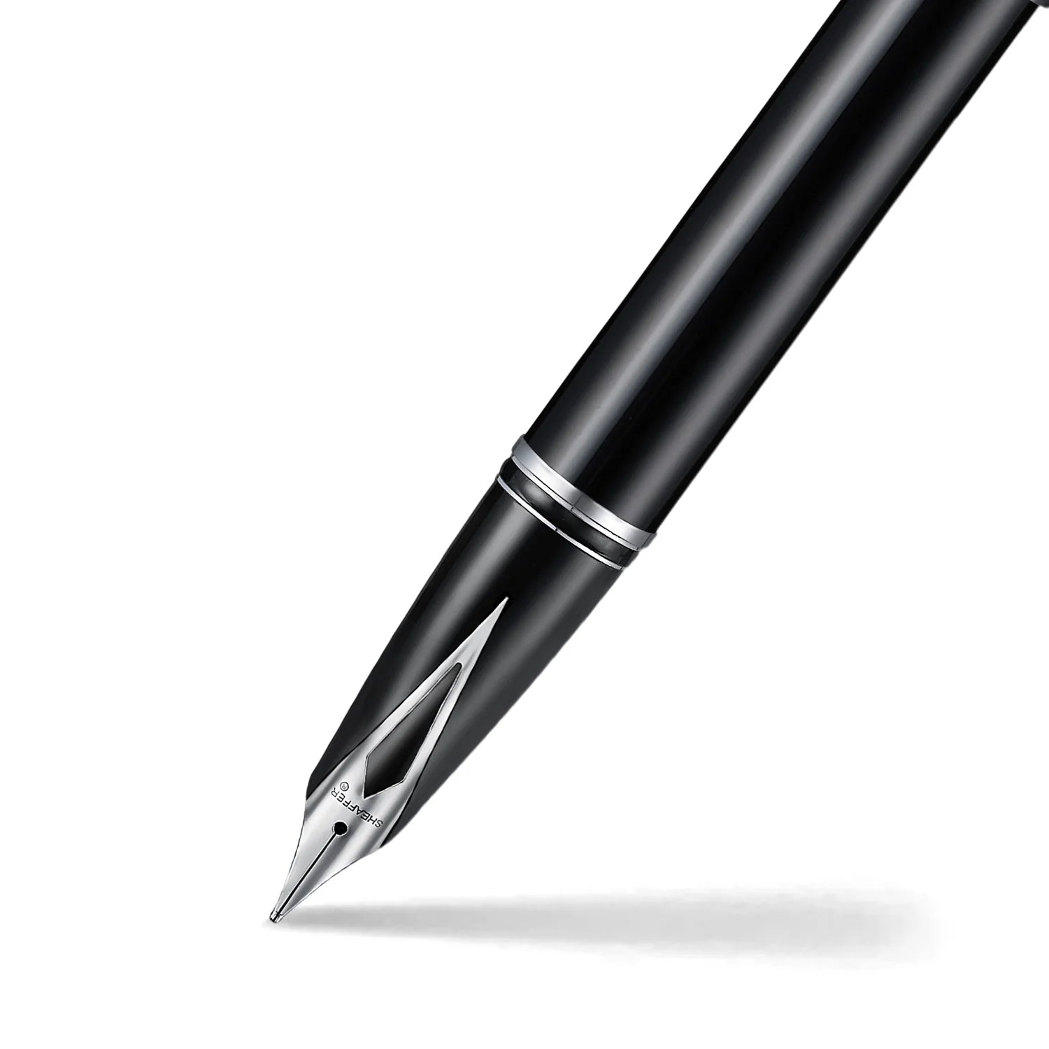 Sheaffer Legacy 9064 Glossy Black Inlaid Nib Fountain Pen with Chrome-Plated Trims