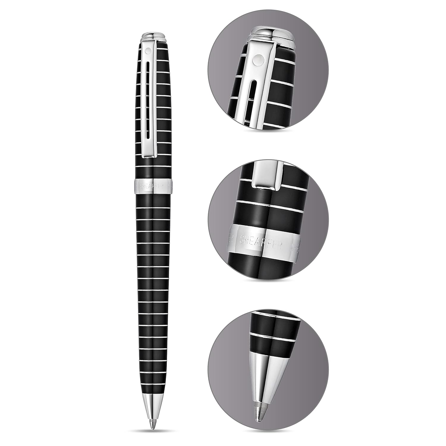 Sheaffer Prelude 9164 Black Lacquer with Horizontal Engraved CT Ballpoint Pen