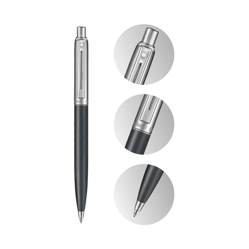 Sheaffer Sentinel Metal 331 Matte Black Barrel and Brushed Chrome Cap Ballpoint Pen with Chrome Trims
