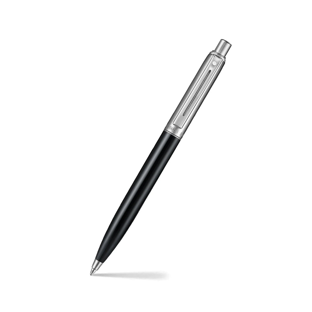 Sheaffer Sentinel Metal 332 Glossy Black Barrel and Brushed Chrome Ballpoint Pen with Chrome Trims
