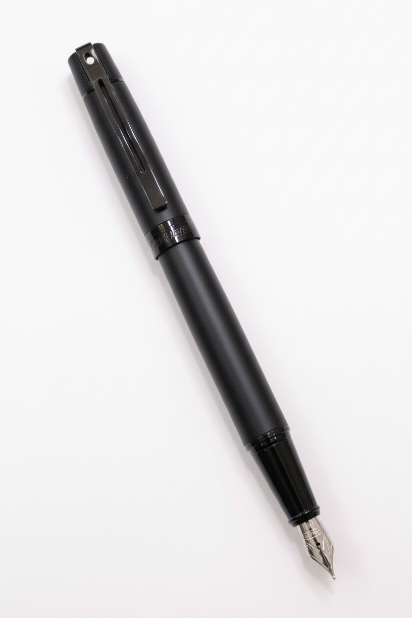 Sheaffer 300 Matte Black Fountain Pen With Ink Bottle