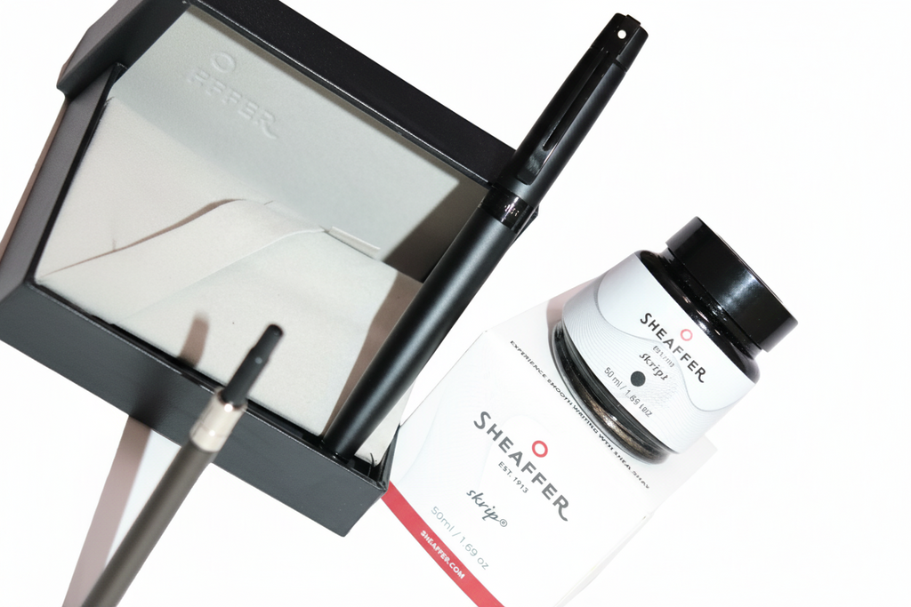 Sheaffer 300 Matte Black Fountain Pen With Ink Bottle