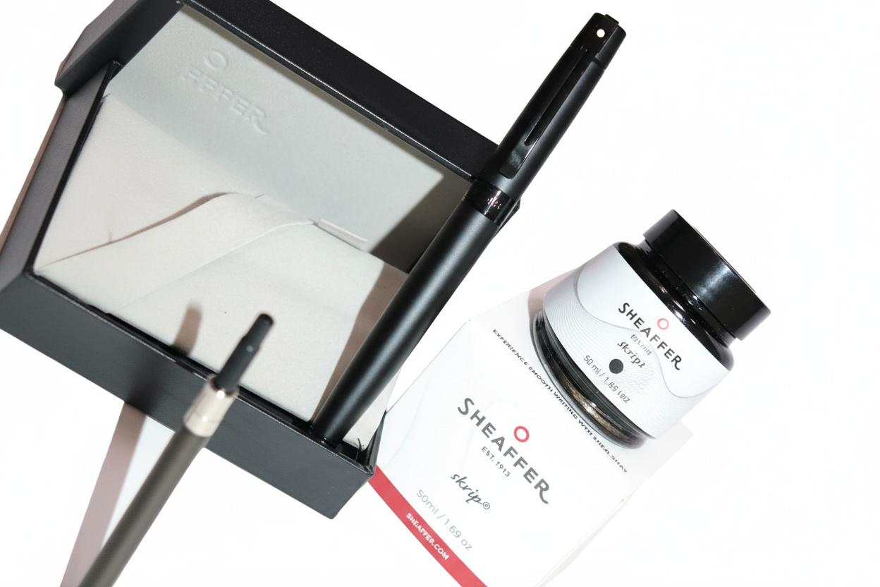 Sheaffer 300 Matte Black Fountain Pen With Ink Bottle