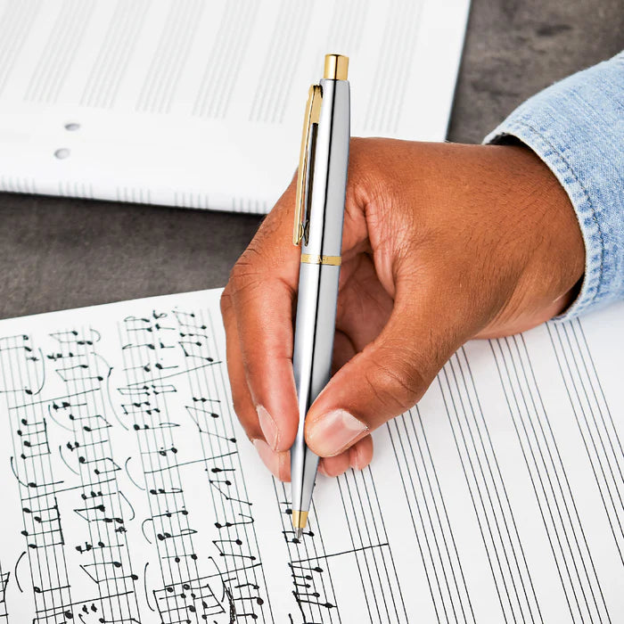 Sheaffer VFM 9422 Polished Chrome Gold Tone Trim Ballpoint Pen