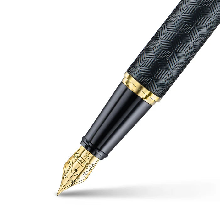 Sheaffer Gift Collection 300 – 9347 Engraved Black with Chrome Cap and Gold Trims Fountain Pen
