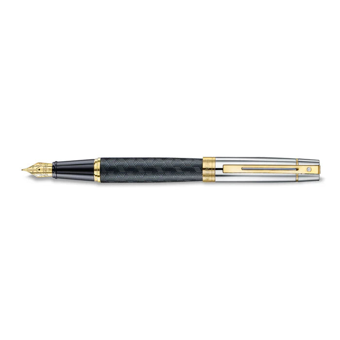 Sheaffer Gift Collection 300 – 9347 Engraved Black with Chrome Cap and Gold Trims Fountain Pen