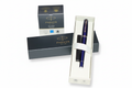 Parker Nighty Blue Fountain Pen with Blue Ink Bottle on white background